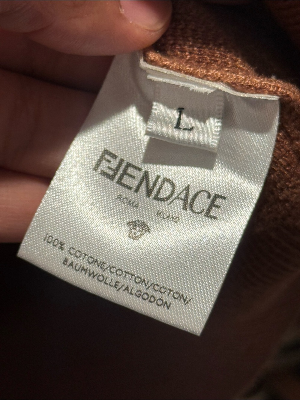 Fendi Brown/Tan Medusa Logo Crewneck Sweater - Picture 3 of 4